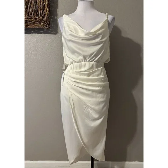 DO + BE Ivory Pearl Strap M Medium Silky Dress NEW NWT - Picture 10 of 16